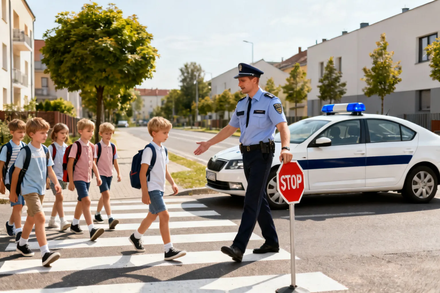 Policjanci z Jawora uczyli pierwszoklasistów bezpiecznego przechodzenia przez jezdnię