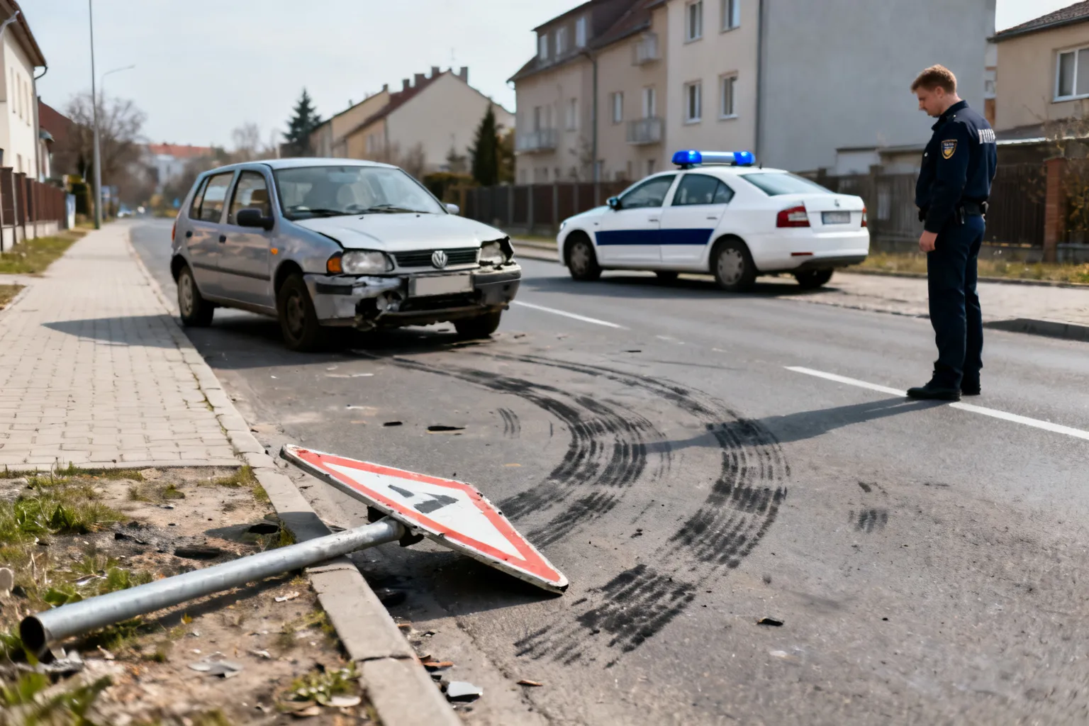 Pijany kierowca w Jaworze: ponad 3‰, brak uprawnień, odjechał po uszkodzeniu znaku