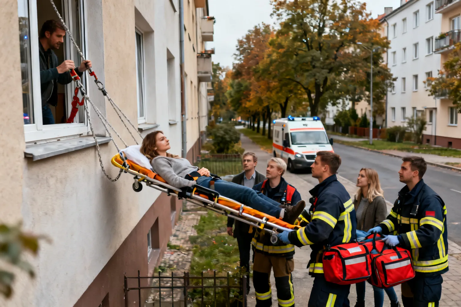 Ewakuacja pacjentki przez okno z 4. piętra we Wrocławiu